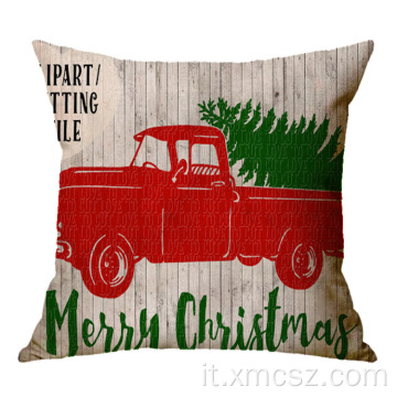 Fodera per cuscino regalo in cotone e lino natalizio Babbo Natale